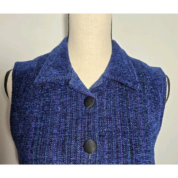 Lynn Yarrington Vest Womens S Blue/Purple Chenille Button Front Hand Woven Lined - Picture 3 of 8